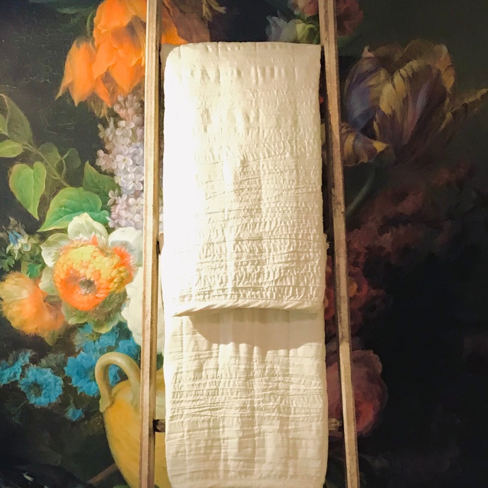 Seersucker Pillow Shams, Ivory-White, Standard